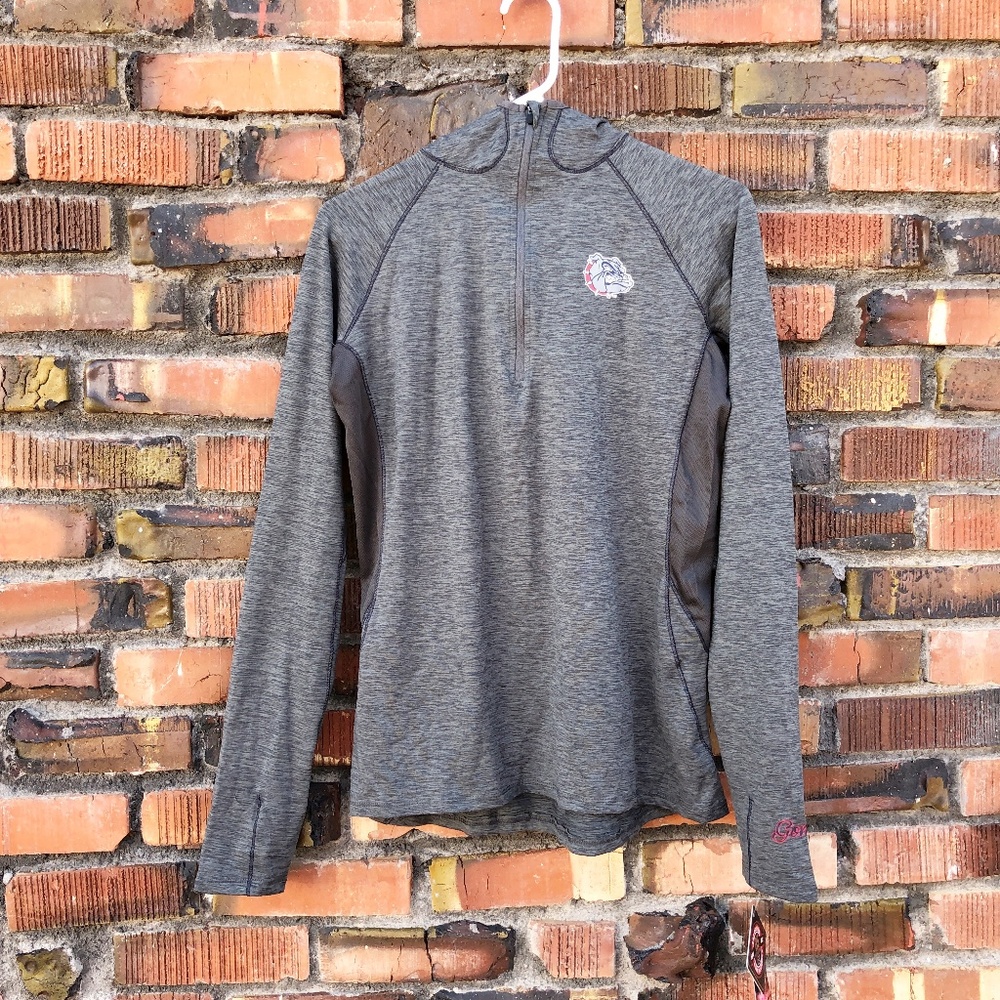 Gray Gonzaga Basketball Half Zip Hoodie | Sz M